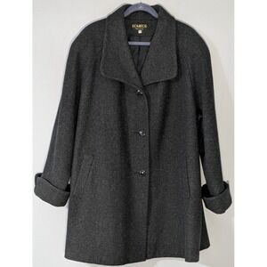 Vintage KOMITOR Dark Charcoal Heavy Wool Blend 3 Button Lined Overcoat 26/28